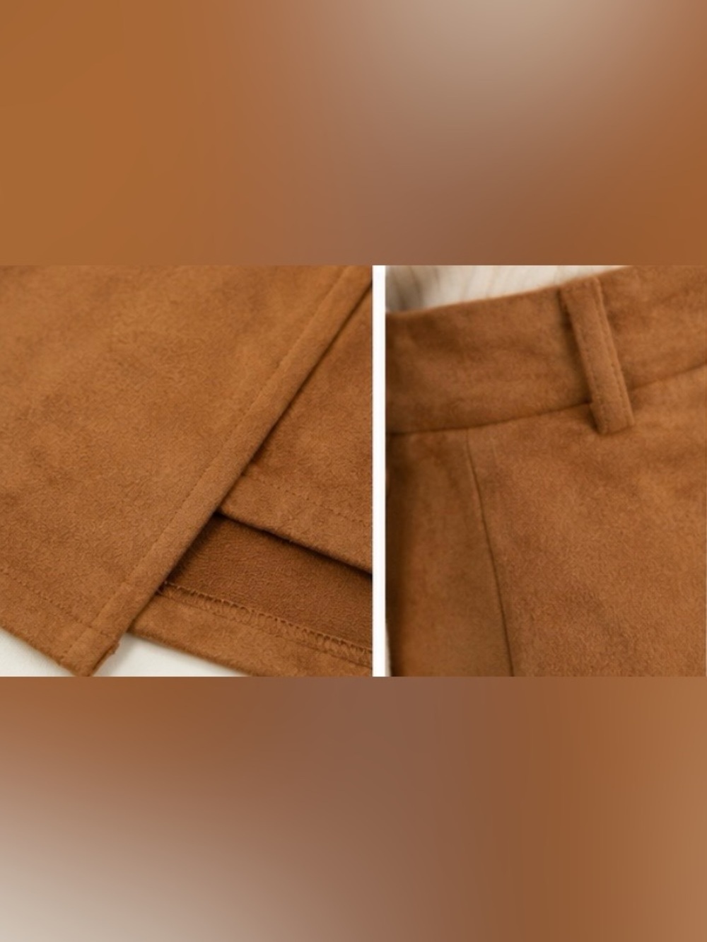 A Loves A XS Faux Suede Wrap Mini Skirt Camel Western Chic - Picture 5 of 8